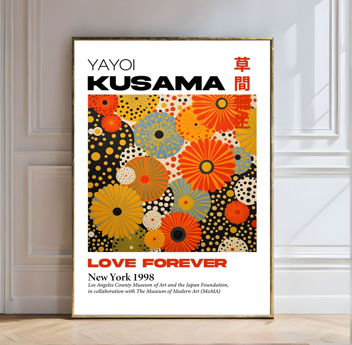 Yayoi Kusama Love Forever New York 1998 Flower Heads Dots Poster