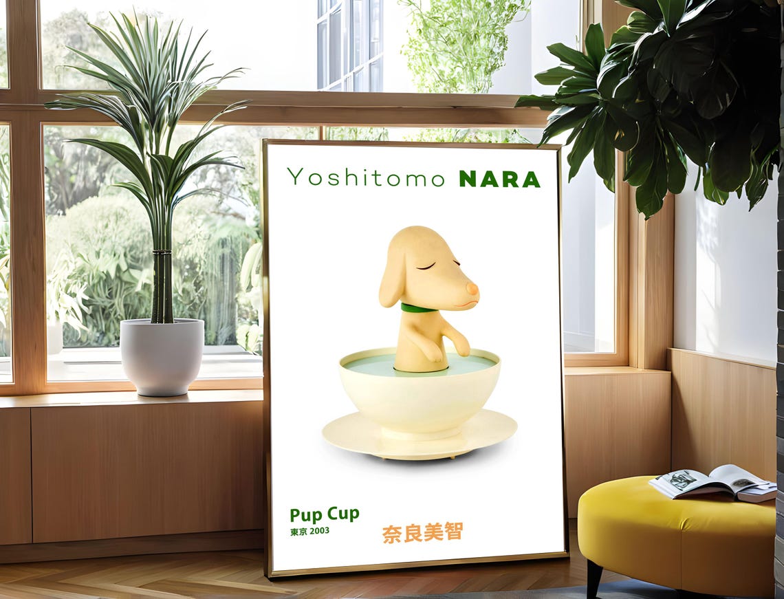 Yoshitomo Nara Pup Cup Tokyo 2003 Puppy In Teacup Art Poster - Image 4