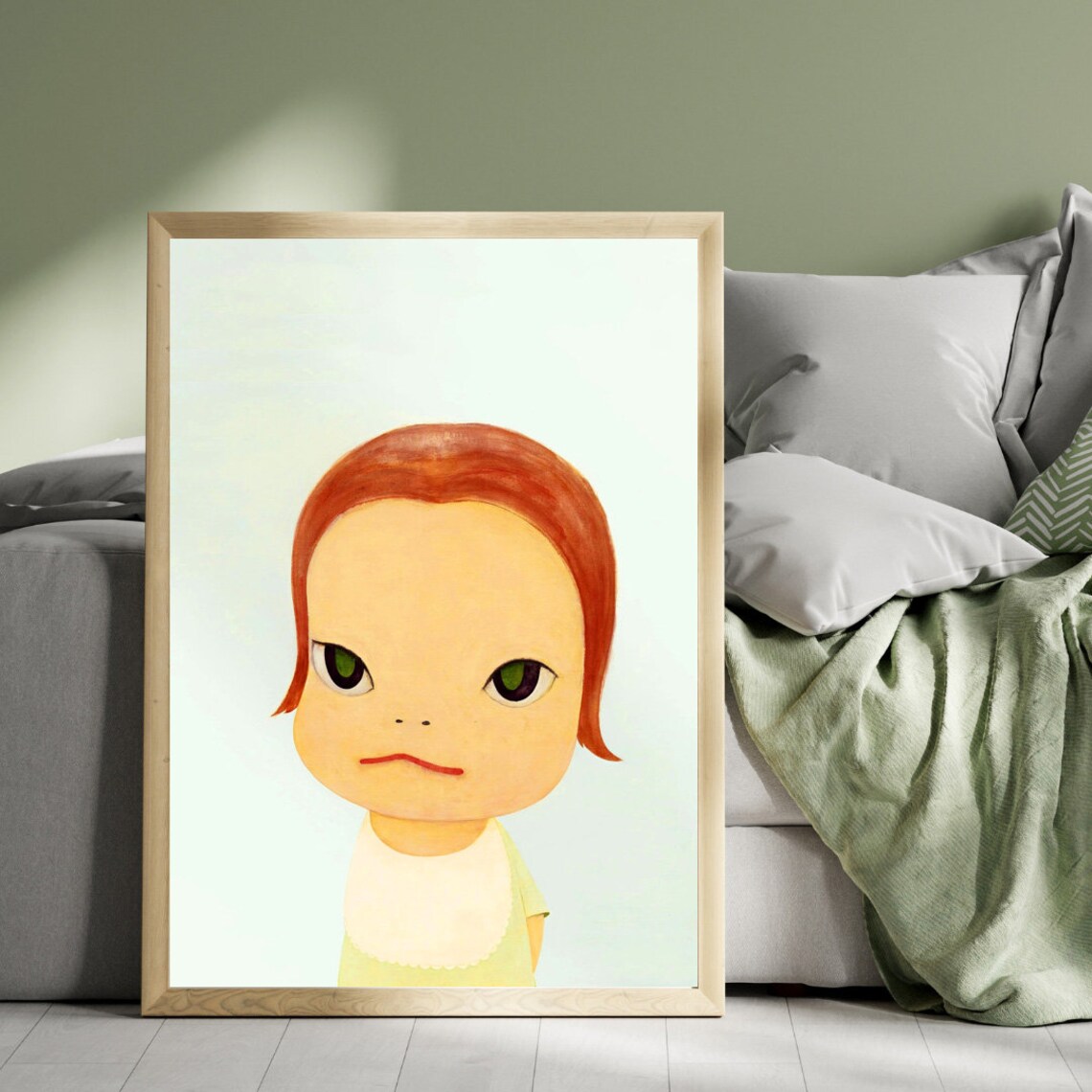 Yoshitomo Nara Green Eyed Child Red Hair Portrait Japanese Art Poster - Image 3