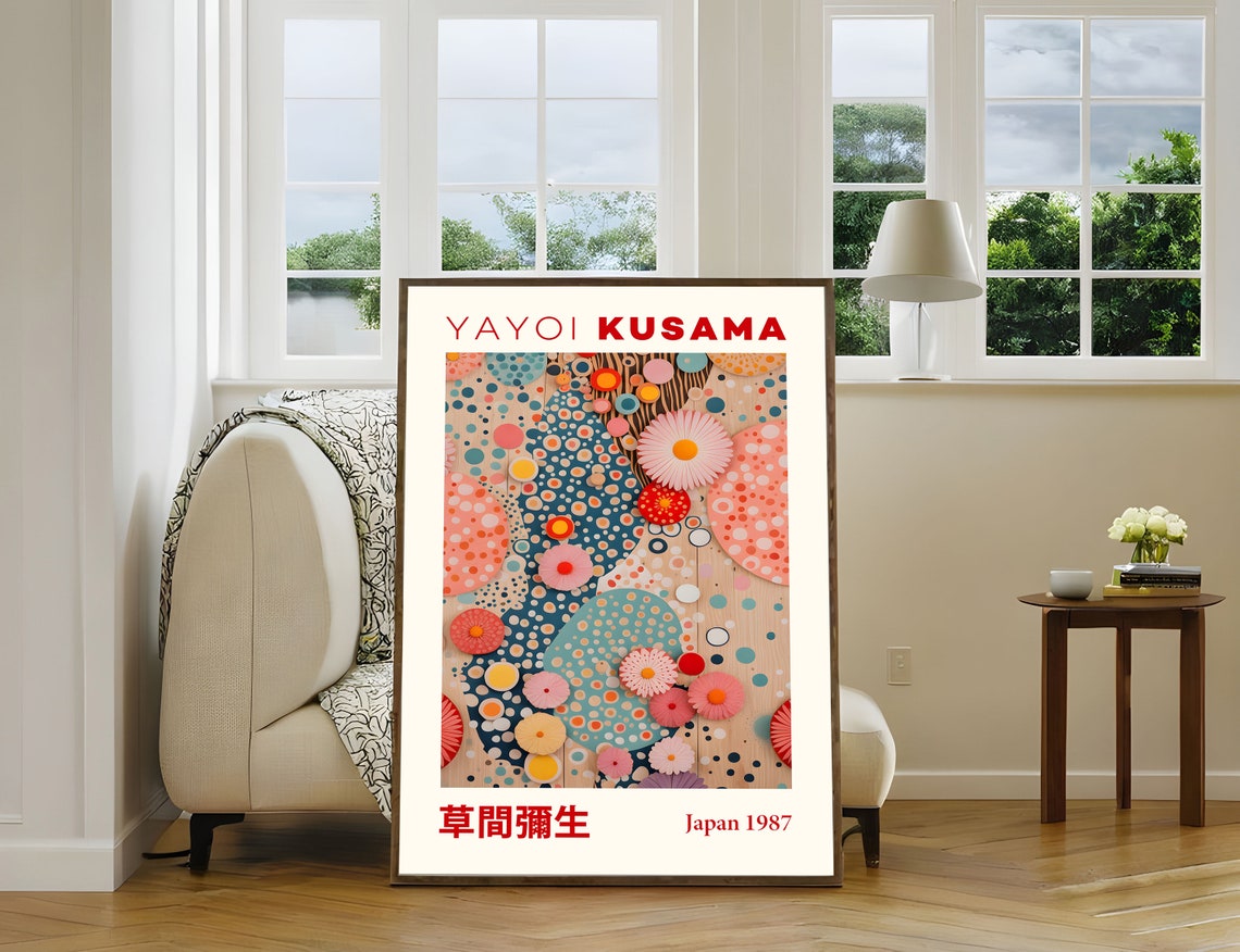 Yayoi Kusama Japan 1987 Vibrant Floral Polka Dot Collage Poster - Image 5