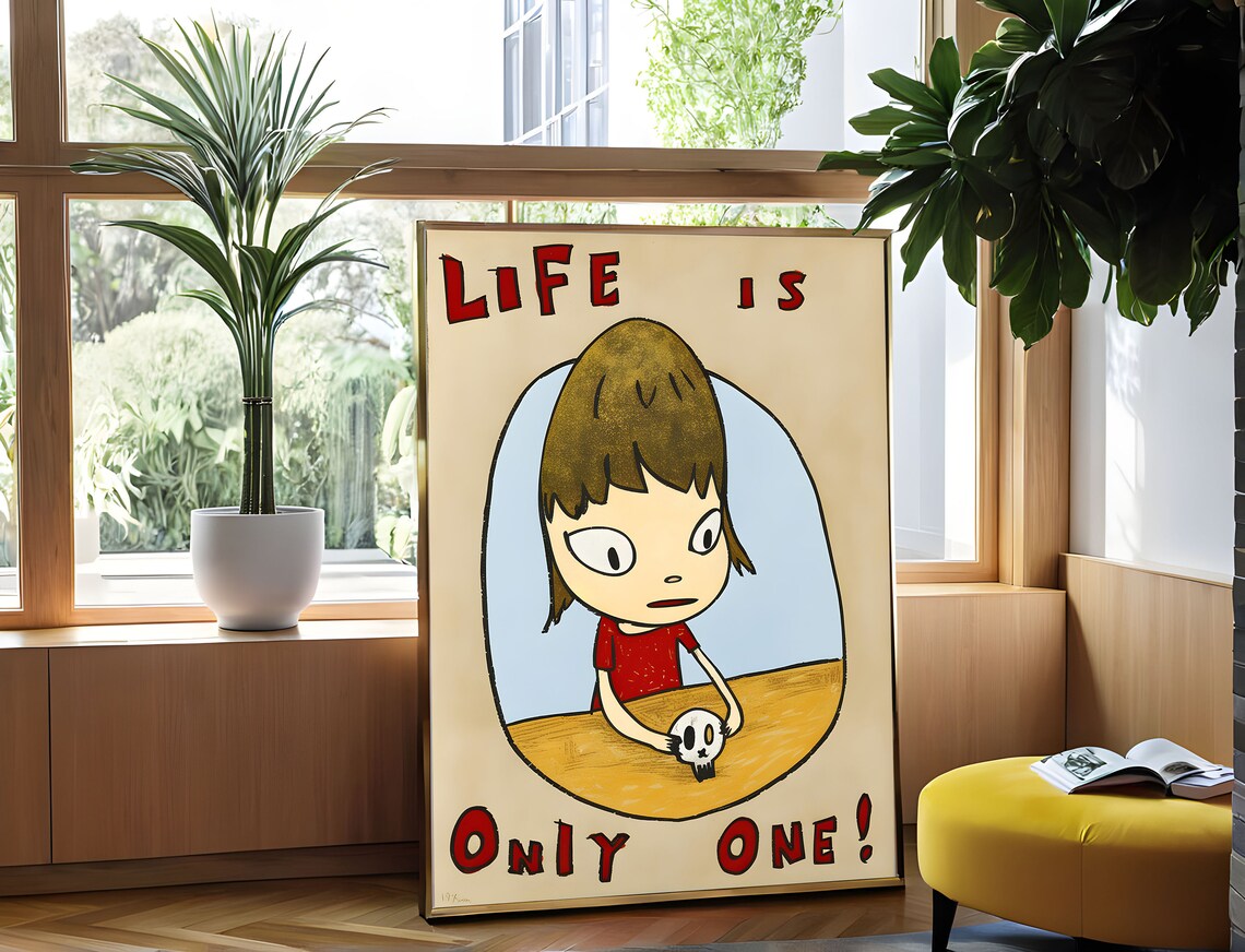 Yoshitomo Nara Life Is Only One Girl With Skull Japanese Art Poster - Image 2