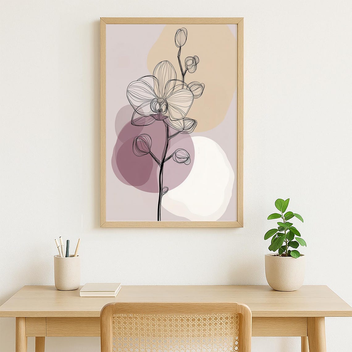 Orchid Line Drawing Minimalist Floral Abstract Botanical Print - Image 3