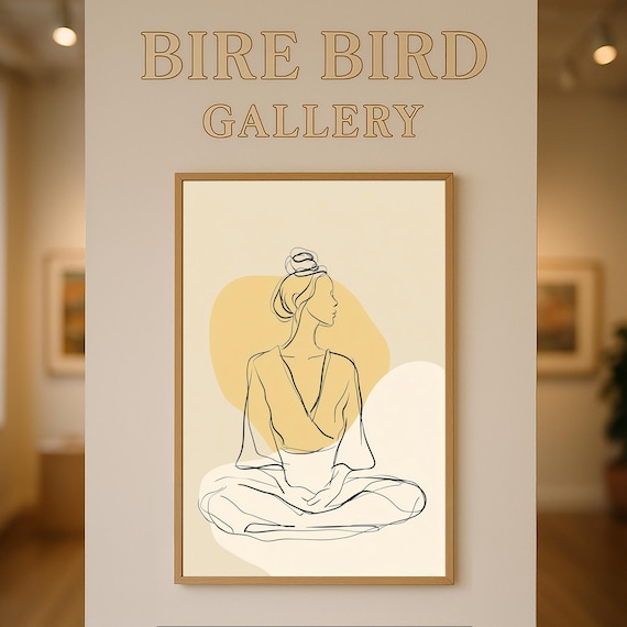 Minimalist Line Art Woman Meditating Lotus Pose Calm Zen Yoga Poster