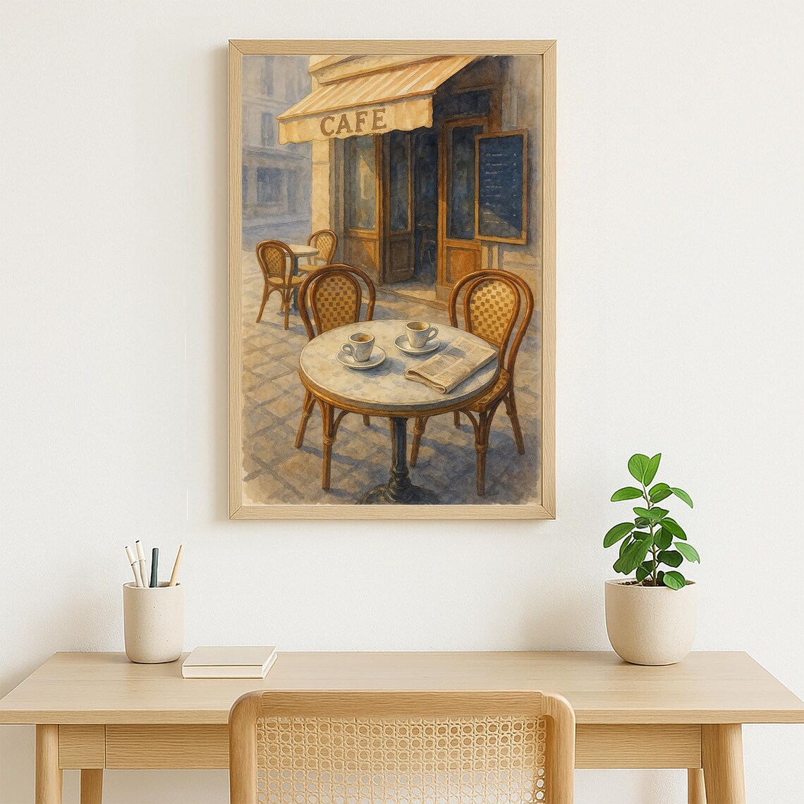 Charming Street Cafe Terrace Coffee Morning Watercolor Poster - Image 4