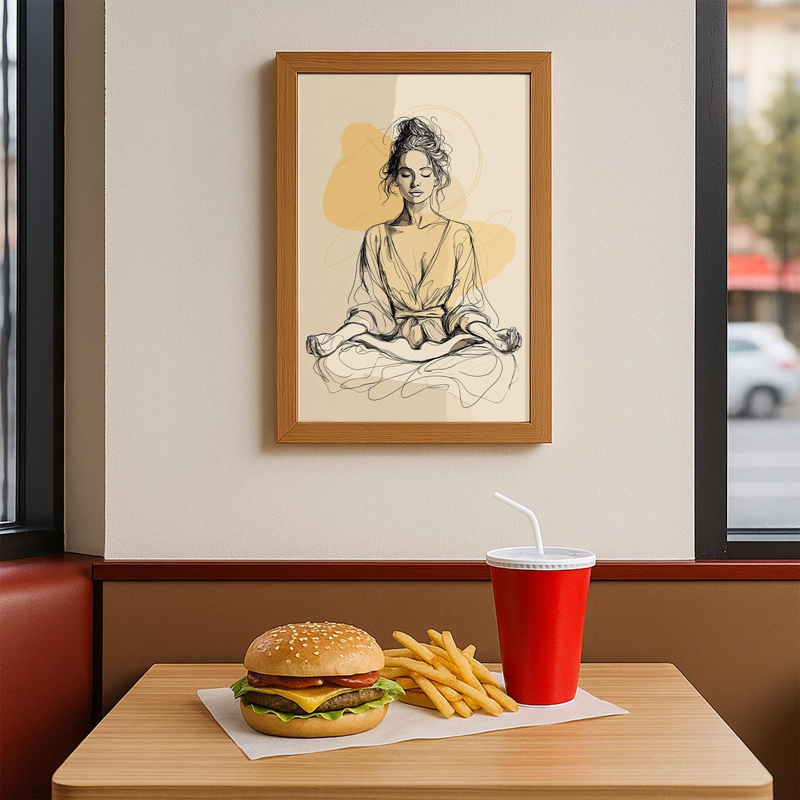 Minimalist Line Art Woman Meditating, Zen Art Print - Image 3