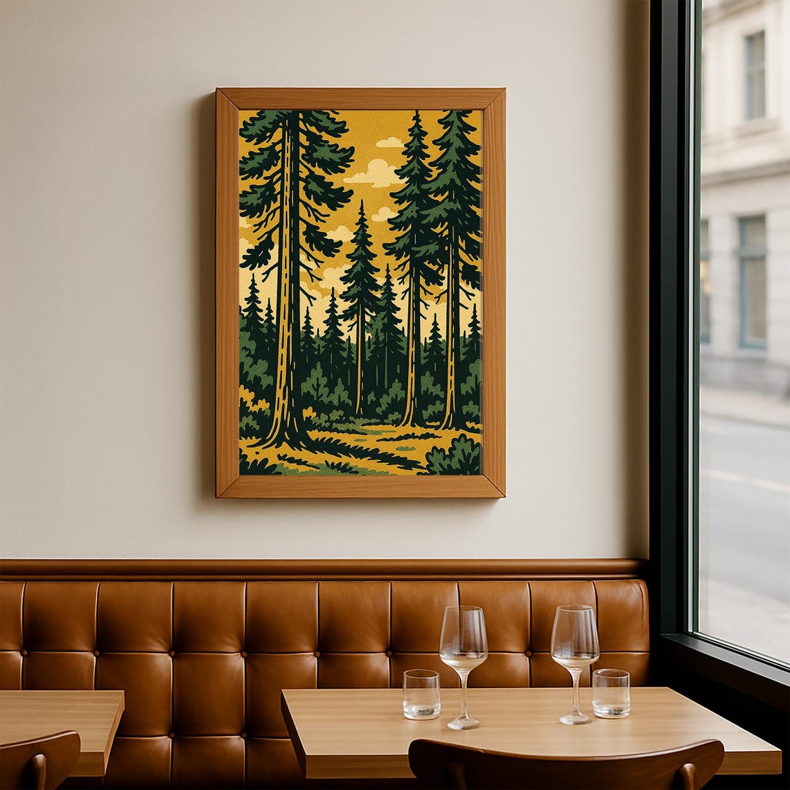 Vintage Forest Illustration Print, Retro Pine Trees - Image 2