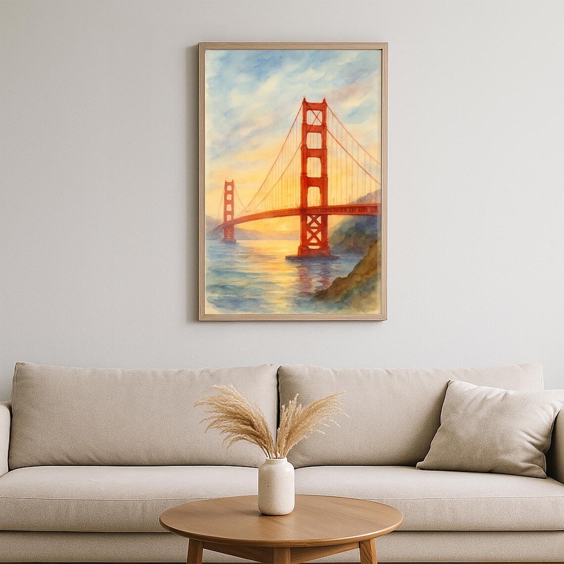 Golden Gate Bridge Watercolor Sunset San Francisco Bay Poster - Image 2