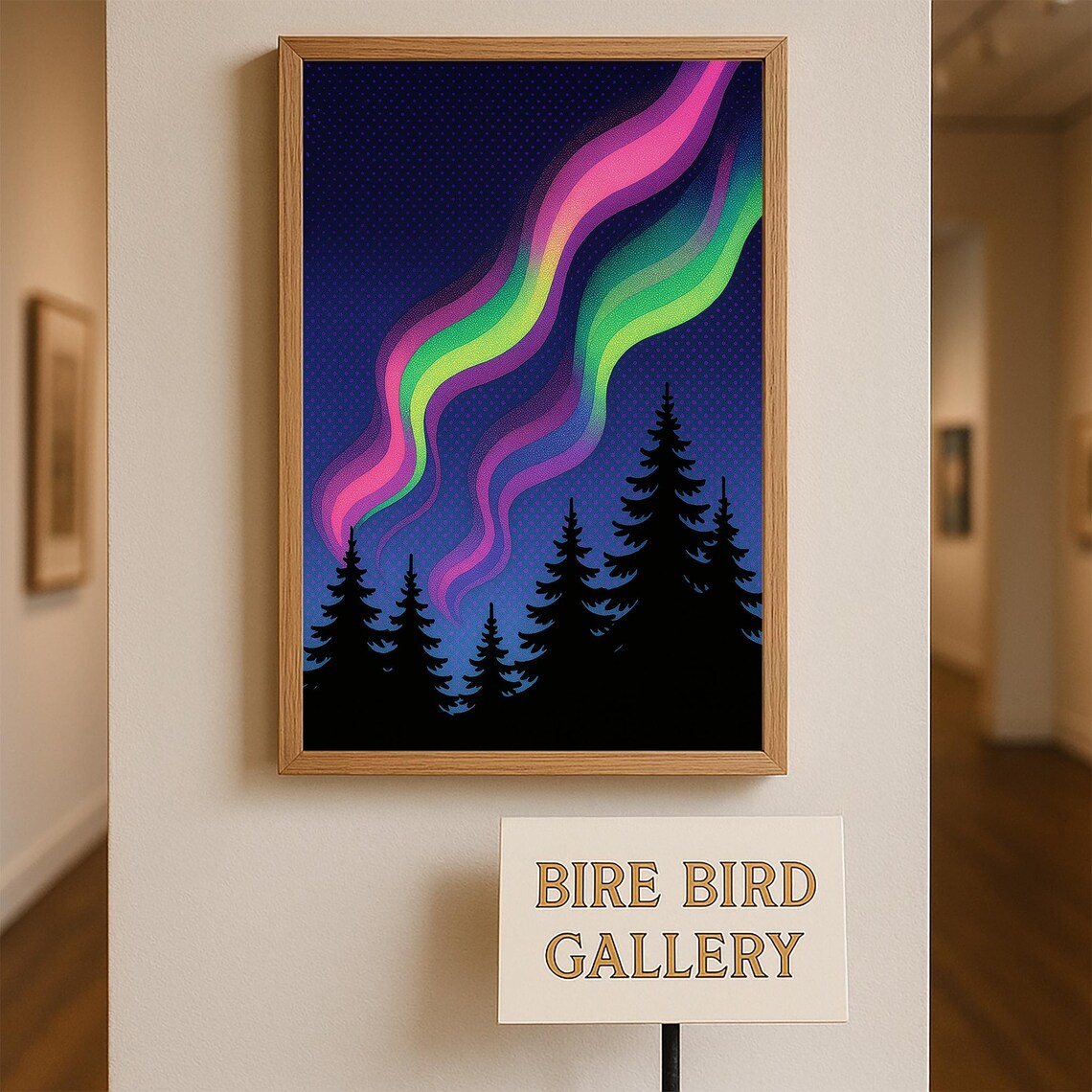 Aurora Borealis Retro Pop Art Cosmic Landscape Print