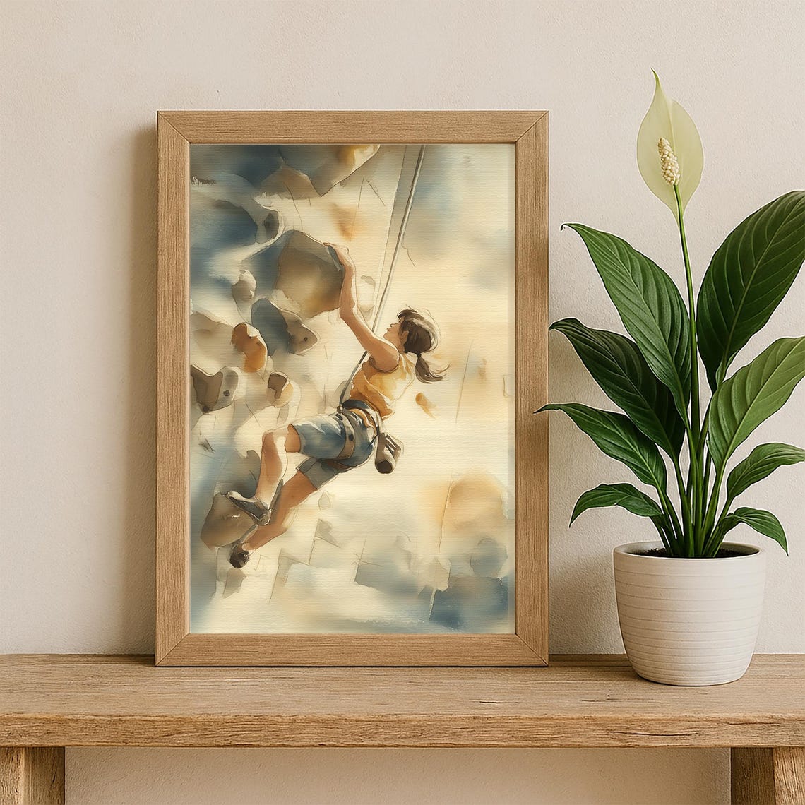 Watercolor Rock Climbing Adventure Woman Climber Art Print - Image 2