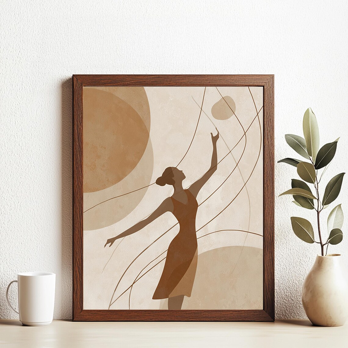 Minimalist Female Dance Art Abstract Wall Modern Neutral Athletic Woman Poster Decor
