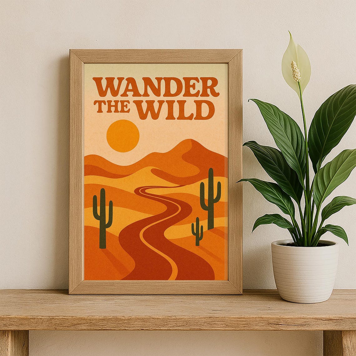 Wander The Wild Poster Retro Desert Wall Art 70s Adventure Quote - Image 3