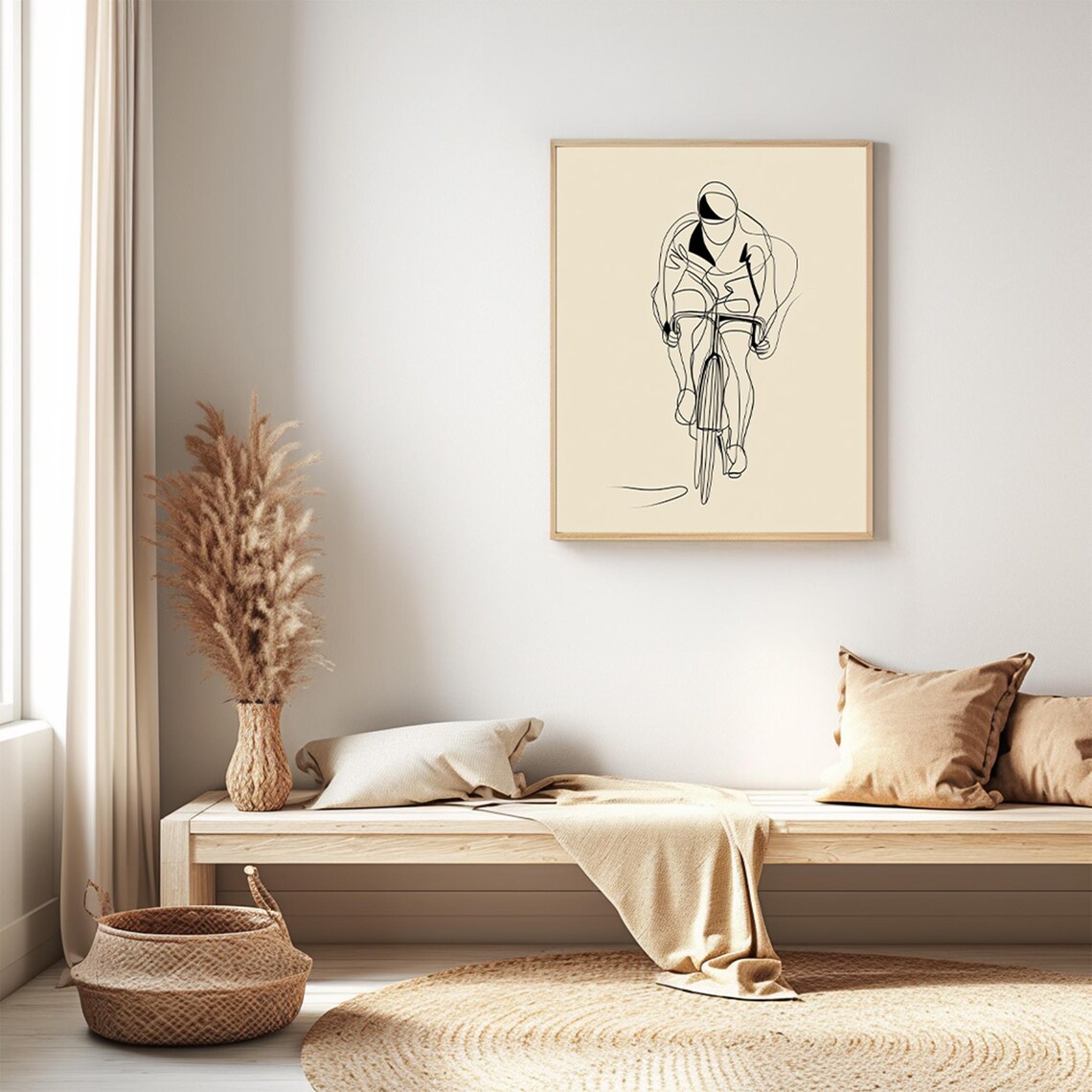 Line Art Drawing Minimalist Bicycle Wall I Modern Sports Decor For Gym Or 0ffice - Image 3