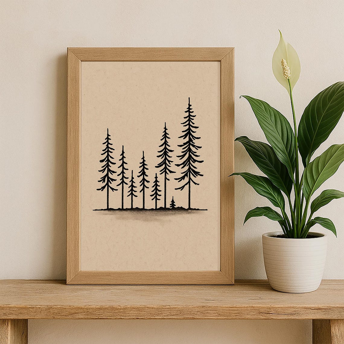Minimalist Pine Tree Line Art Print, Scandinavian Forest - Image 3