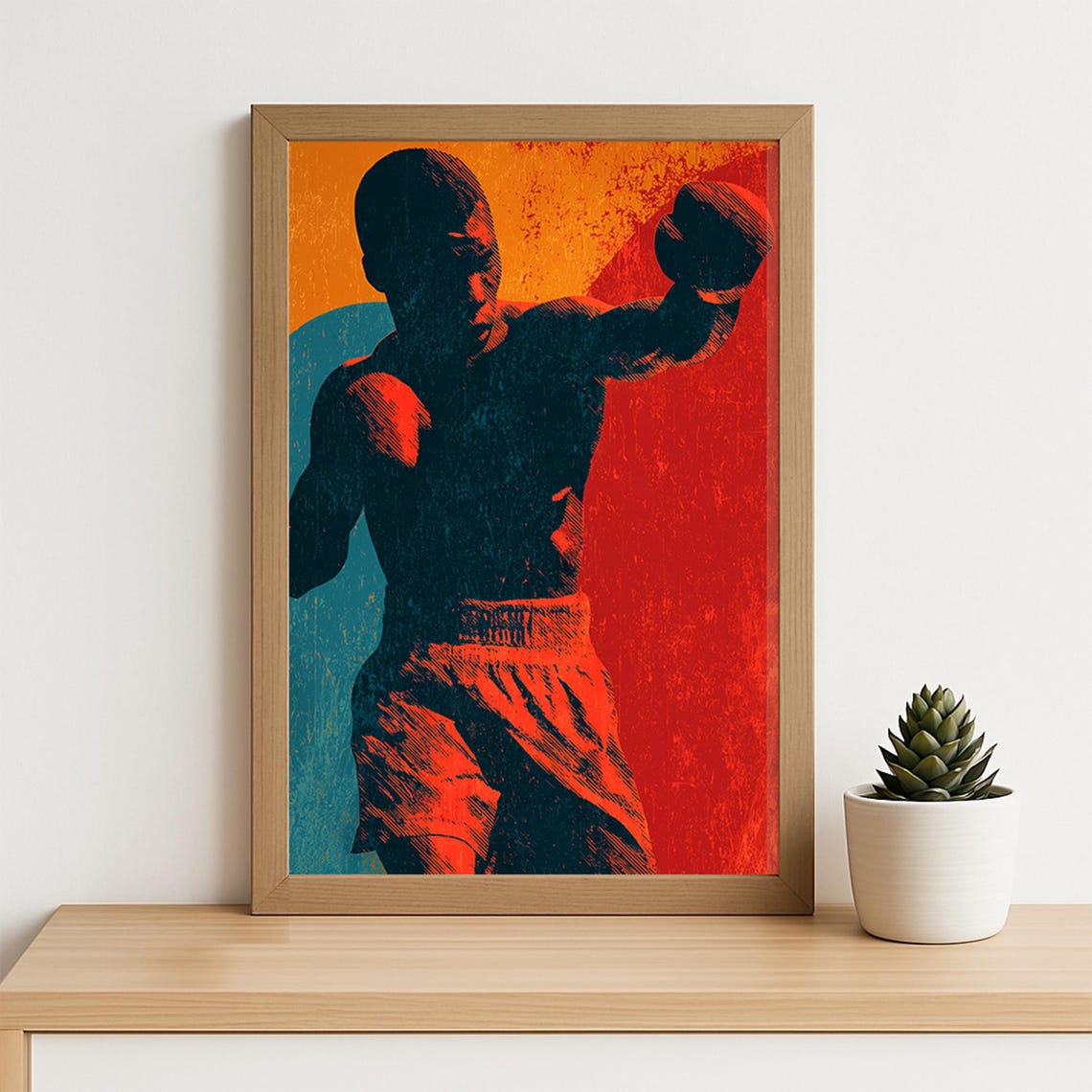 Boxer Throwing Punch Retro Pop Art Boxing Illustration Poster