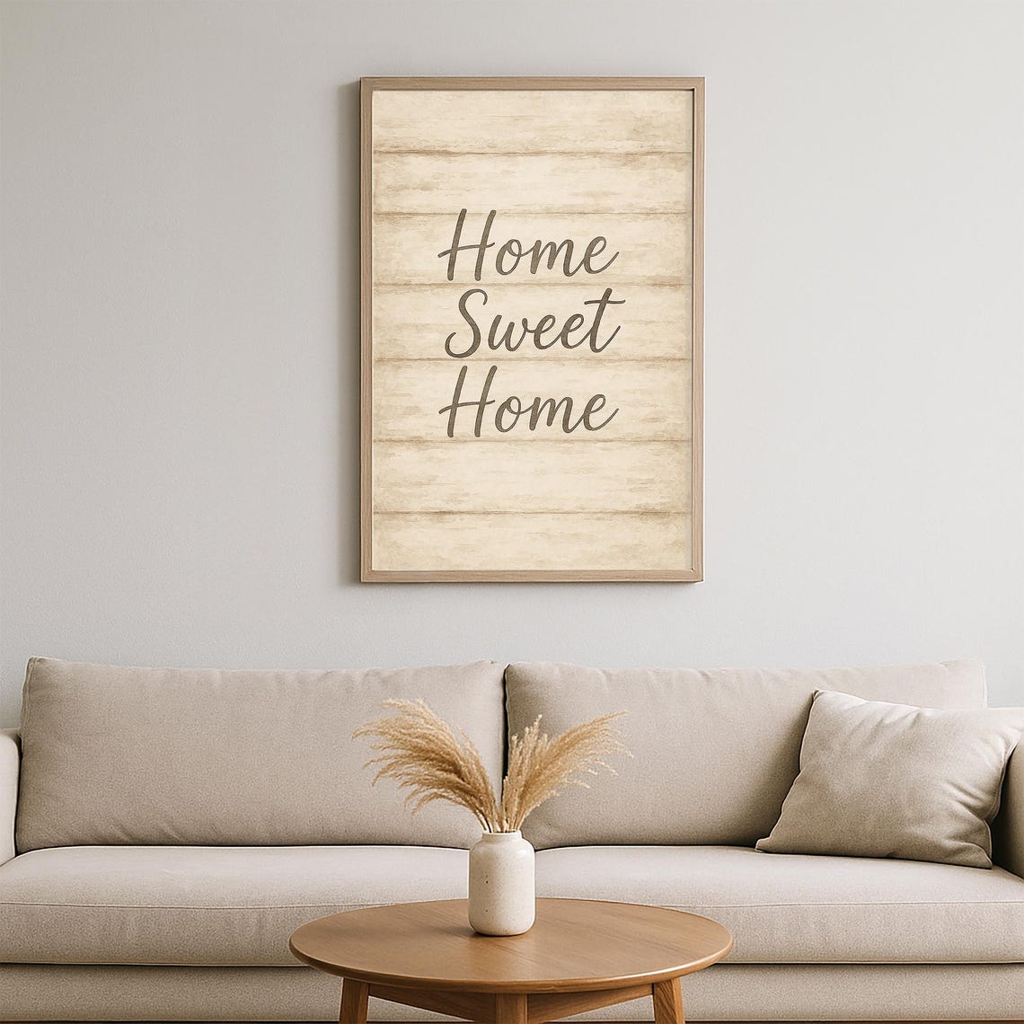 Home Sweet Home Rustic Whitewashed Wood Farmhouse Script Poster - Image 2
