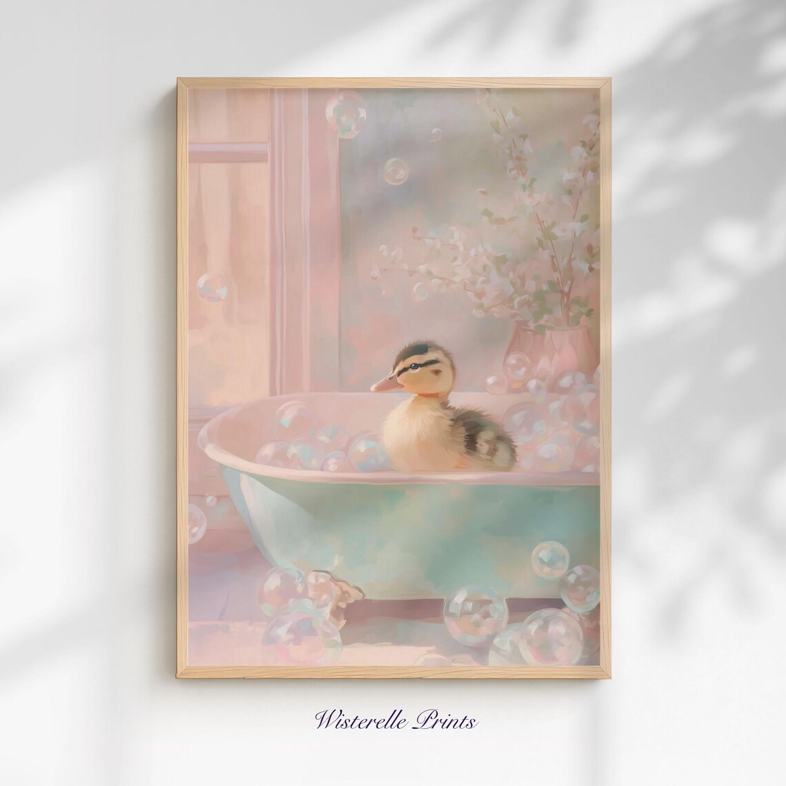 Duckling Bathroom Baby Duck Bathtub Wall Art Print
