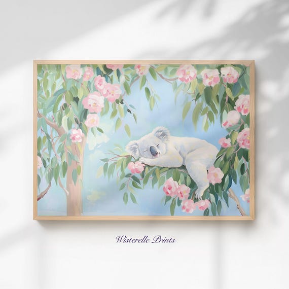 Koala Sleeping Wall Art Australian Wildlife Nursery Print