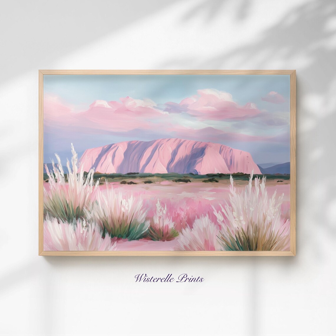 Uluru Sunset Pastel Pink Australian Landscape Painting Poster