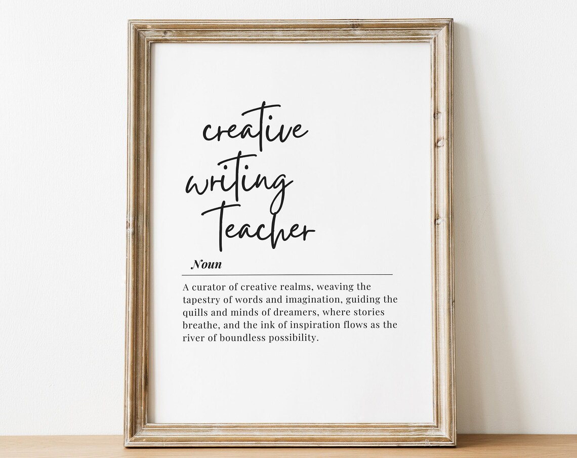 Creative Writing Teacher Noun Definition Thank You Gift Quote Poster