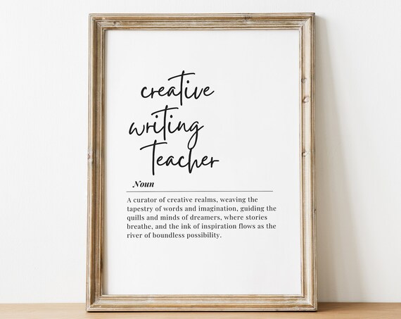 Creative Writing Teacher Noun Definition Thank You Gift Quote Poster