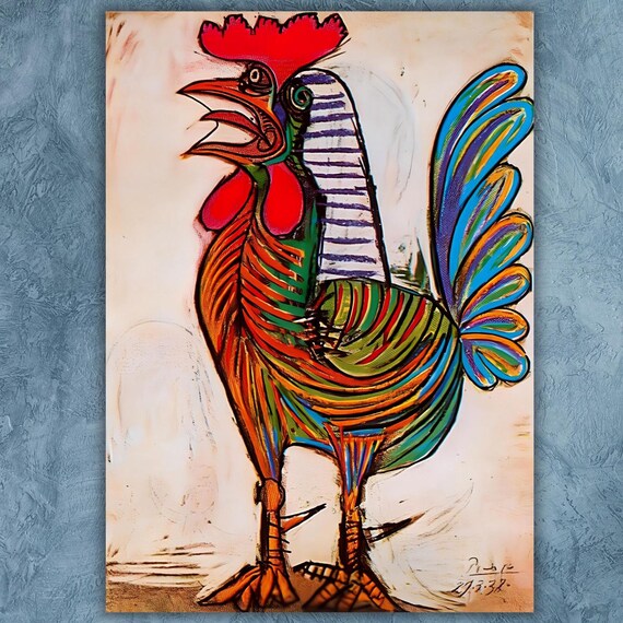 Pablo Picasso 1938 Rooster Le Coq Colorful Cubist Bird Art Poster