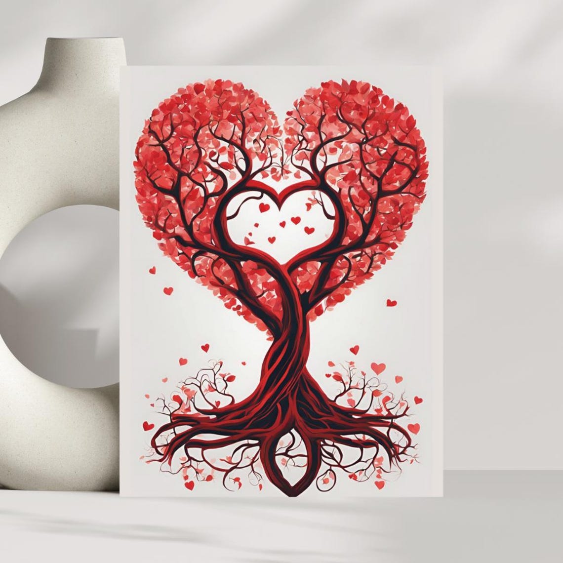 Red Heart Tree of Love Intertwined Branches Valentines Day Poster