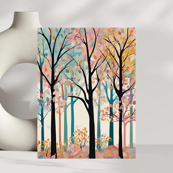 Spring Forest Art Print Rustic Bohemian Wall Decor