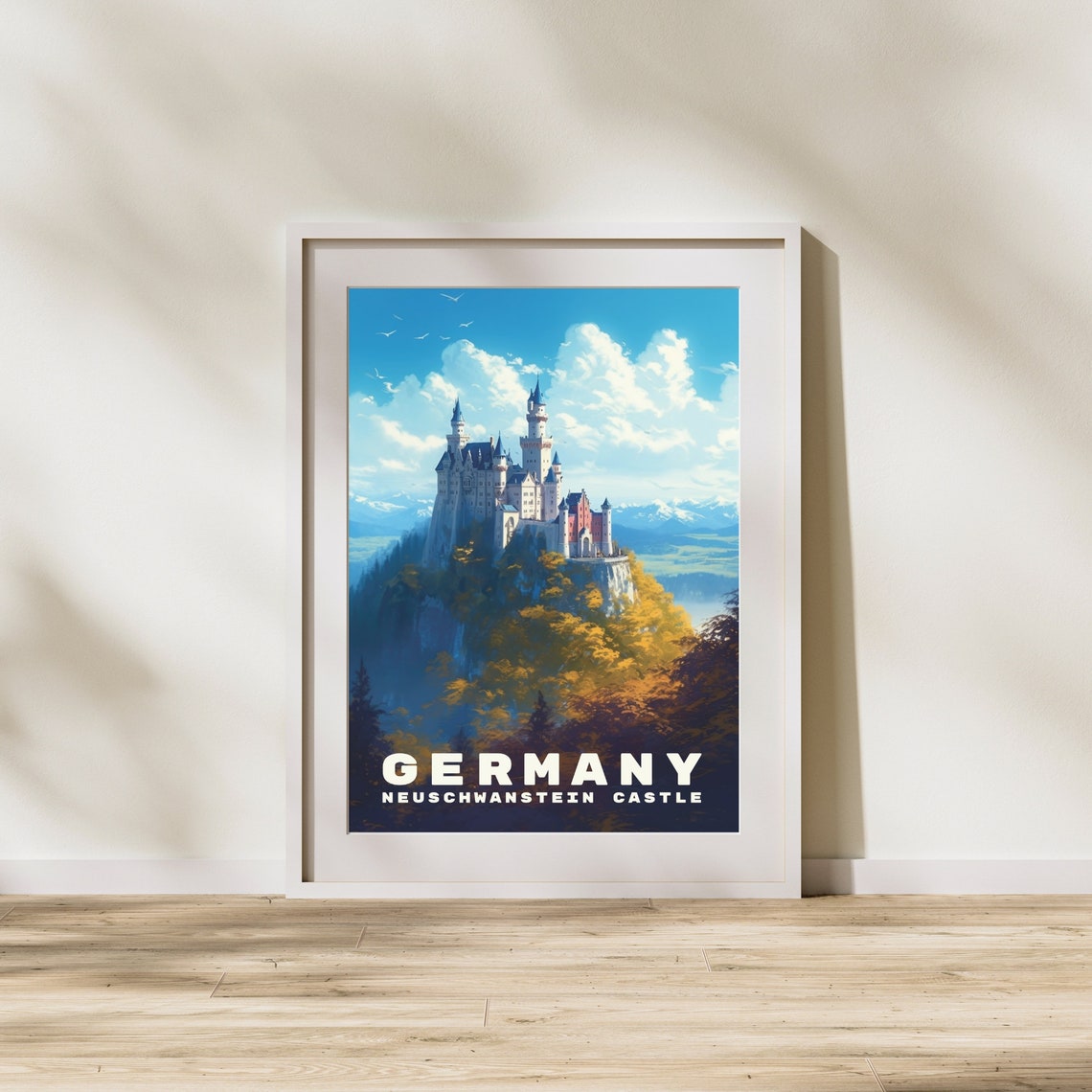 Neuschwanstein Castle in Bavaria Germany Vintage Travel Poster - Image 3
