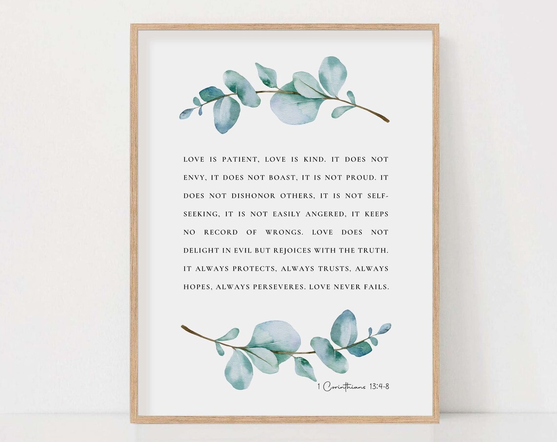 1 Corinthians 13:4-8 Love Is Patient Love Is Kind Wedding Scripture Poster - Image 2