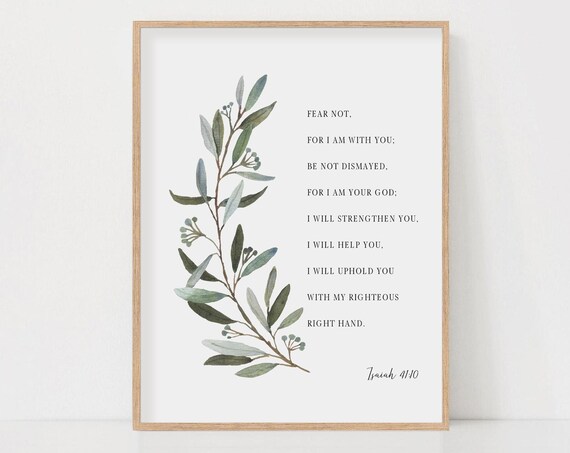 Isaiah 41:10 Fear Not I Am With You Watercolor Olive Branch Poster