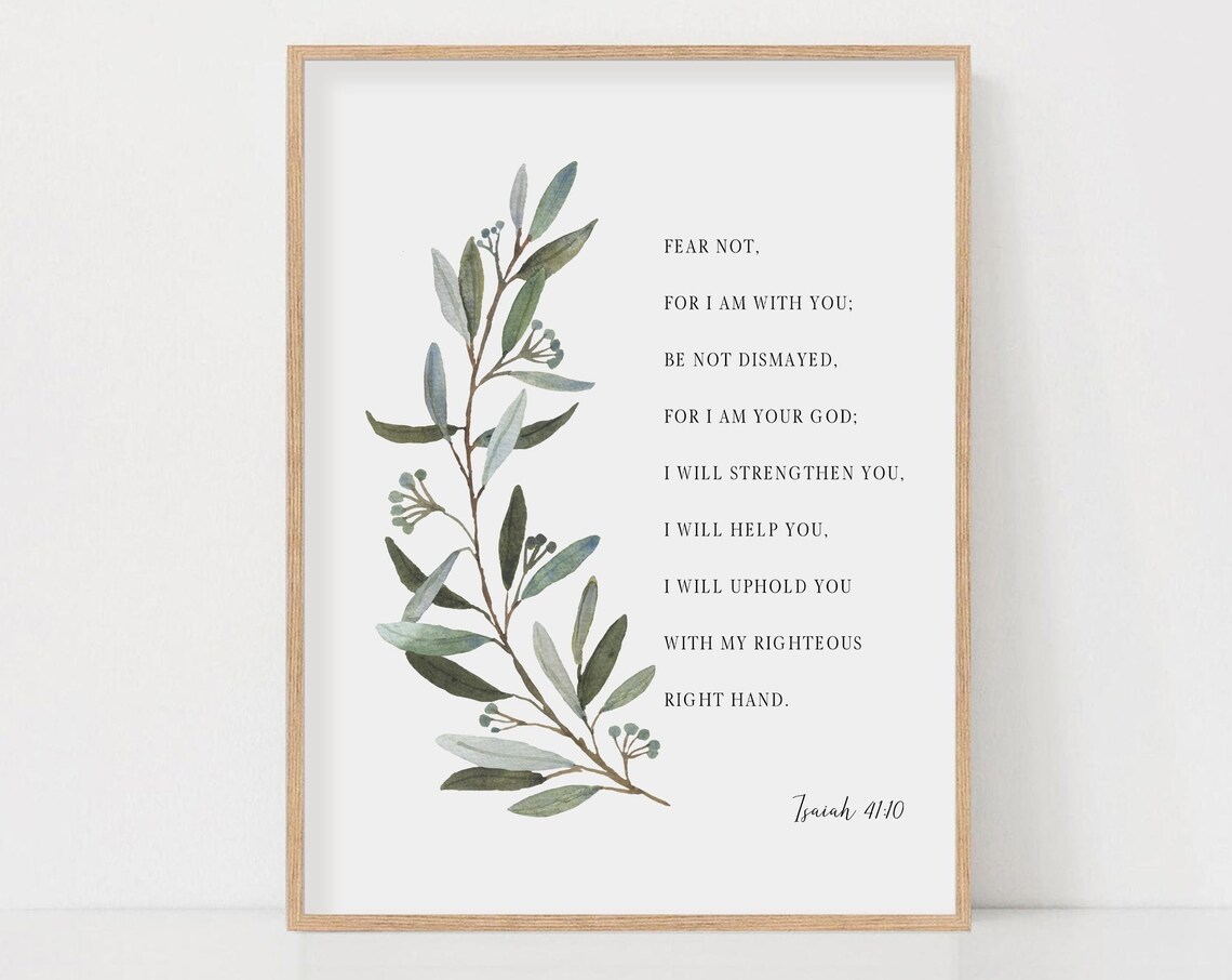 Isaiah 41:10 Fear Not I Am With You Watercolor Olive Branch Poster