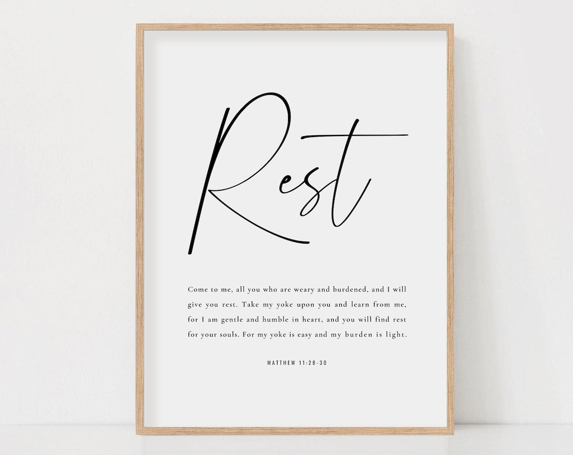 Rest Come To Me All Who Are Weary Matthew 11:28-30 Minimal Poster