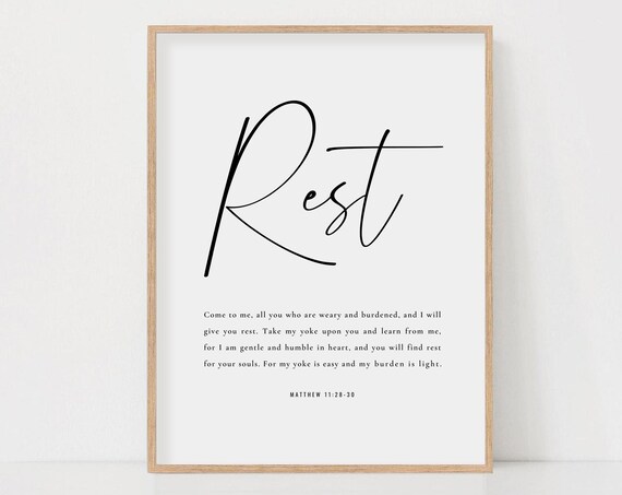 Rest Come To Me All Who Are Weary Matthew 11:28-30 Minimal Poster