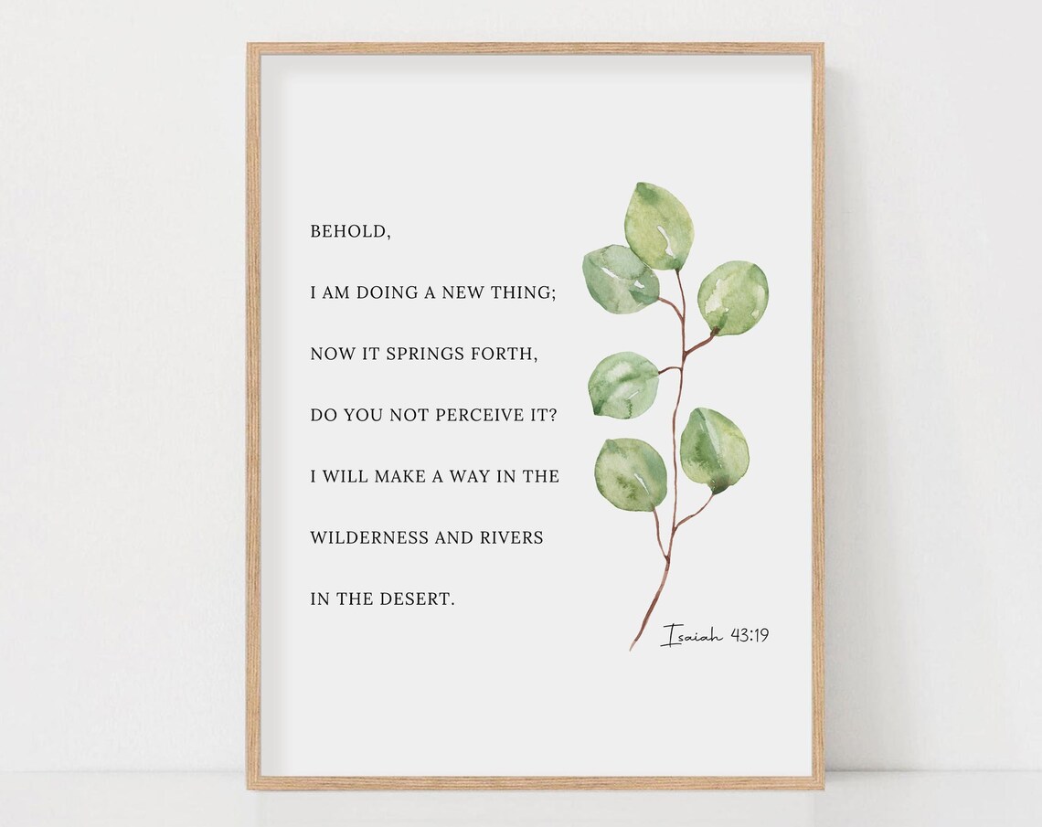 Isaiah 43:19 Watercolor Botanical Scripture Art Print