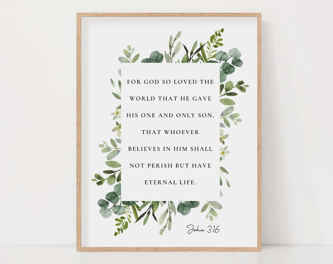 John 3:16 For God So Loved the World Watercolor Framed Poster