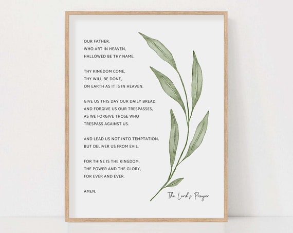 Lords Prayer Botanical Bible Verse Christian Wall Art