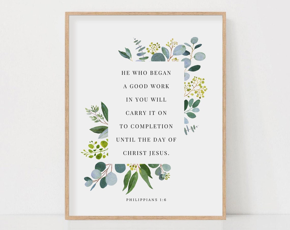 Philippians 1:6 Botanical Scripture Poster