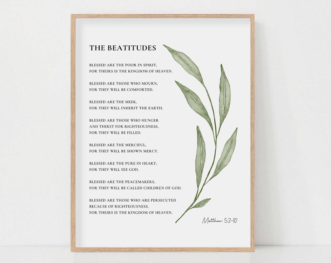 Beatitudes Matthew 5:3-10 Watercolor Scripture Art Print