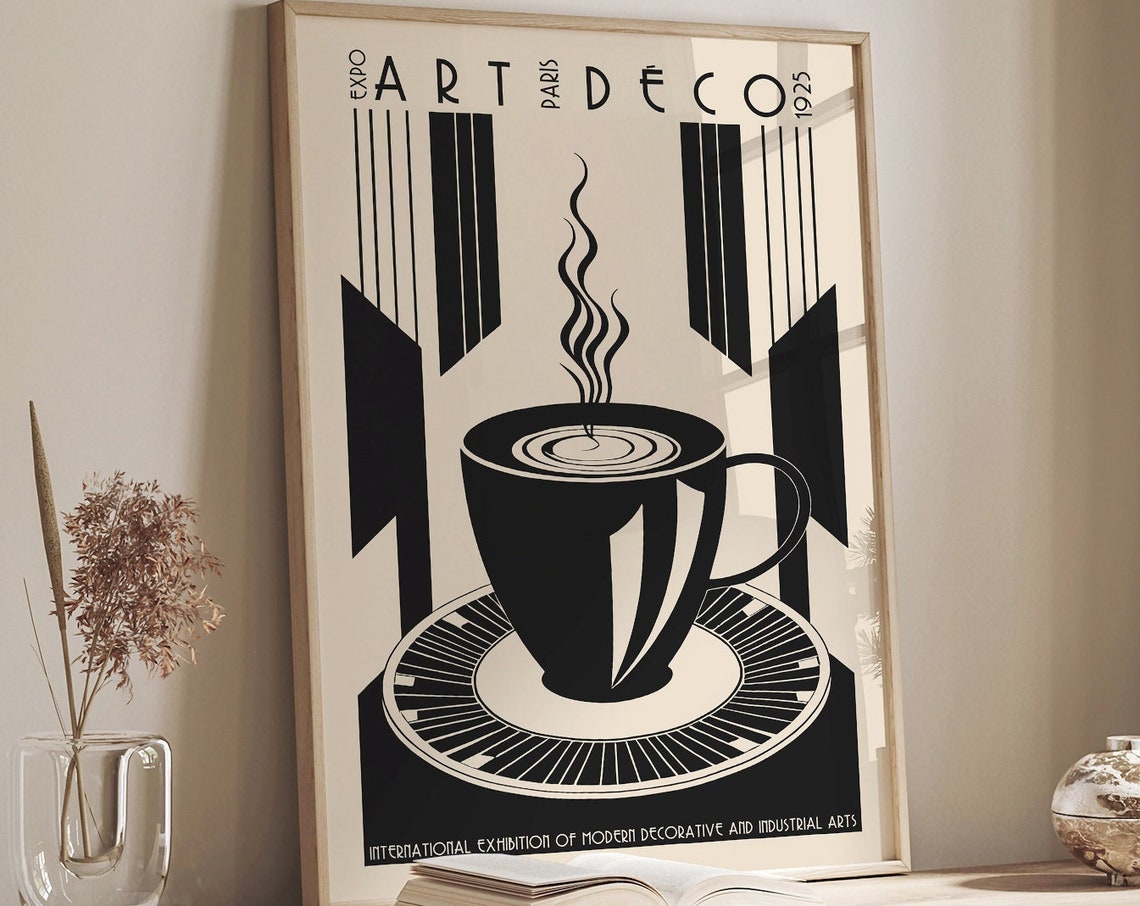 Art Deco Paris 1925 Expo Coffee Cup Modern Decorative Poster