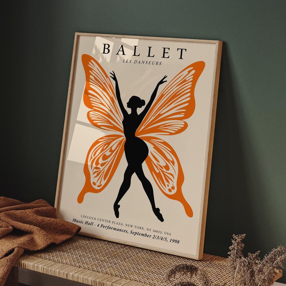 Ballet Performances Art Print With Orange Butterfly Dancer Elegant Ballerina Wall Decor Unique Dance Studio Artwork Ballet Lover Gift - Image 6