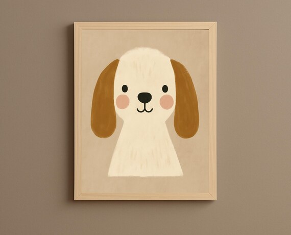 Adorable Cute Puppy Portrait Minimal Dog Nursery Kids Poster