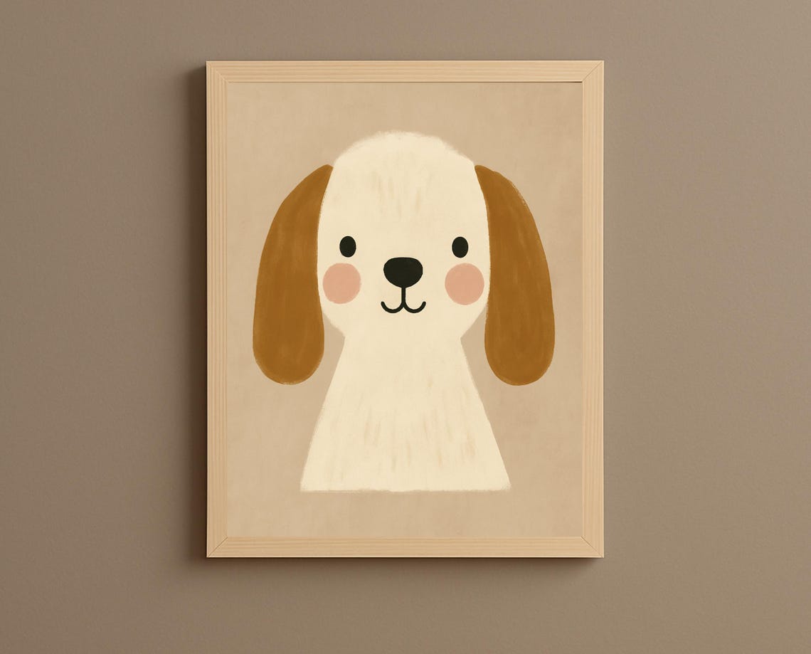 Adorable Cute Puppy Portrait Minimal Dog Nursery Kids Poster