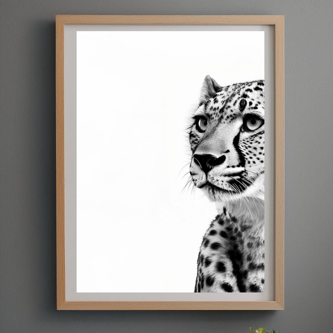 Peeking Cheetah Close-Up Black and White Spotted Big Cat Poster - Image 3