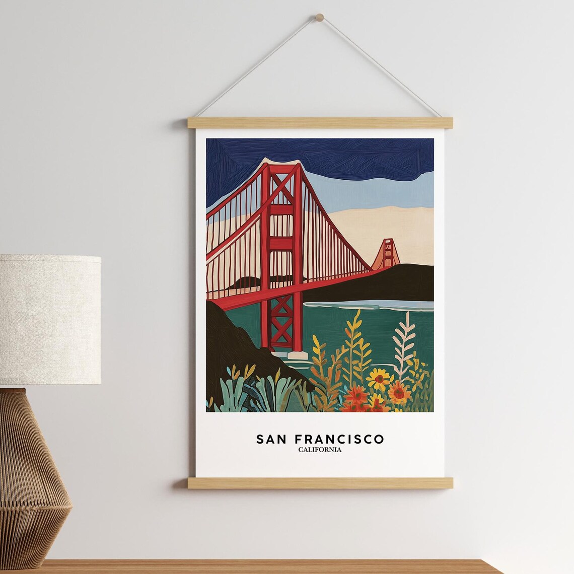 San Francisco Golden Gate Bridge Matisse Style Colorful Travel Poster