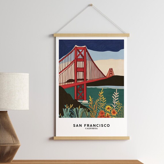 San Francisco Golden Gate Bridge Matisse Style Colorful Travel Poster