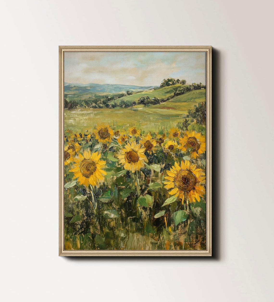 Sunflowers Painting Sunflower Field Landscape Painting Field Of Flowers Art Summer Farmhouse Decor 160