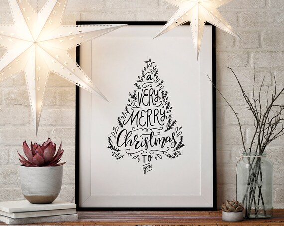 Christmas Tree Print, Merry Christmas Holiday Decor