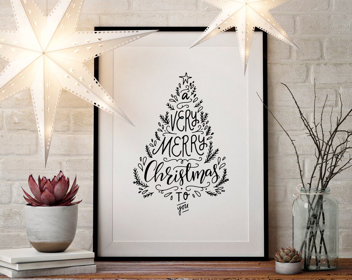Christmas Tree Print, Merry Christmas Holiday Decor