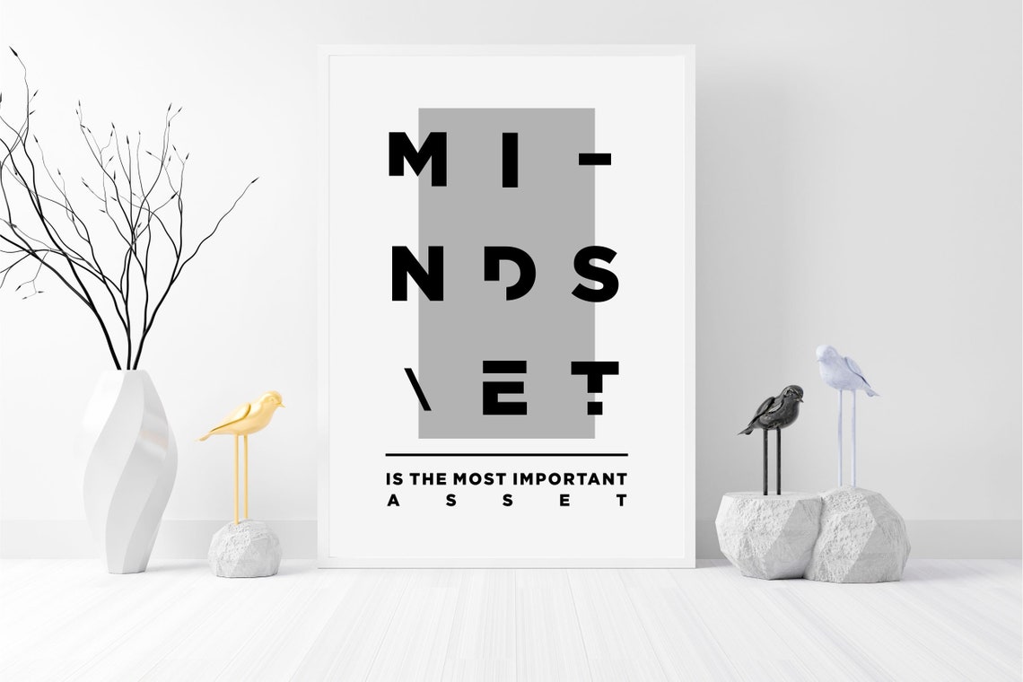 Mindset Is The Most Important Asset Bold Typographic Office Poster - Image 2