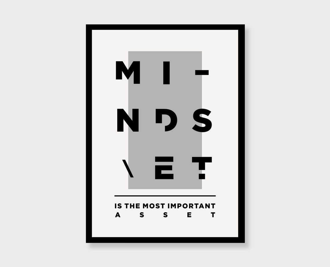 Mindset Is The Most Important Asset Bold Typographic Office Poster